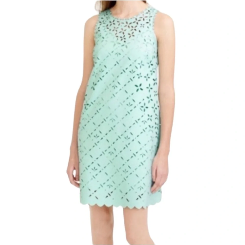 J. Crew Mint Laser Cut Shift Dress